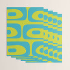 Mid Century Modern Piquet Abstract Pattern Bright Lime Green and Turquoise Wrapping Paper Gallery Image 3