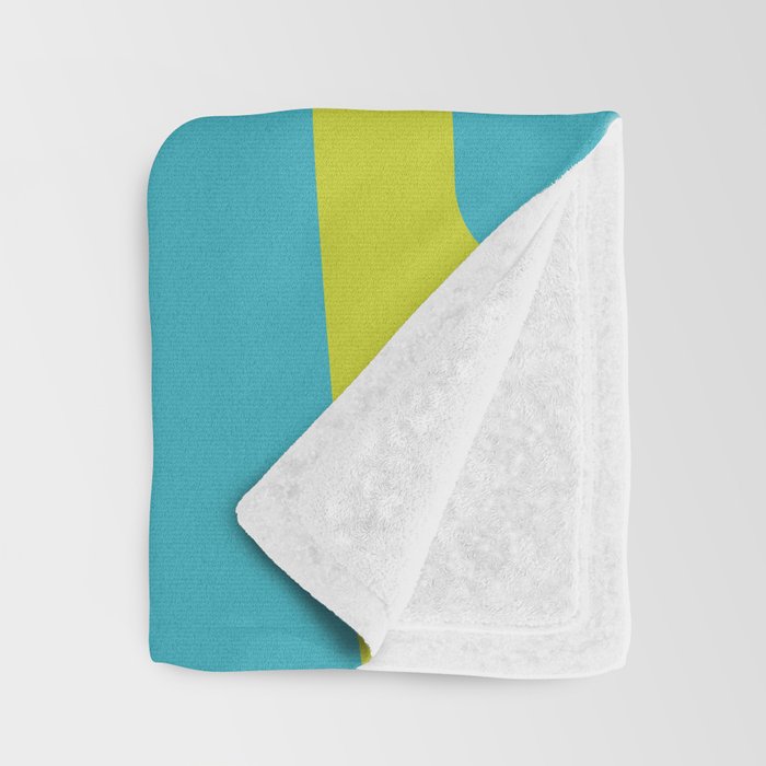 Mid Century Modern Piquet Abstract Pattern Bright Lime Green and Turquoise Throw Blanket Gallery Image 3