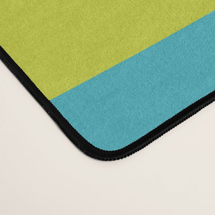Mid Century Modern Piquet Abstract Pattern Bright Lime Green and Turquoise Desk Mat Gallery Image 4