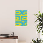 Mid Century Modern Piquet Abstract Pattern Bright Lime Green and Turquoise Poster Gallery Image 2