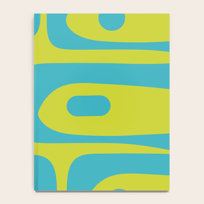 Mid Century Modern Piquet Abstract Pattern Bright Lime Green and Turquoise Notebook Gallery Image 4