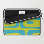 Mid Century Modern Piquet Abstract Pattern Bright Lime Green and Turquoise Laptop Sleeve Gallery Image 2