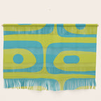Mid Century Modern Piquet Abstract Pattern Bright Lime Green and Turquoise Wall Hanging Gallery Image 1