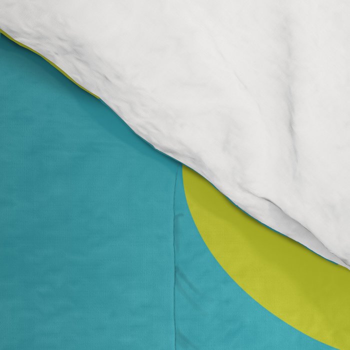 Mid Century Modern Piquet Abstract Pattern Bright Lime Green and Turquoise Comforter Gallery Image 4