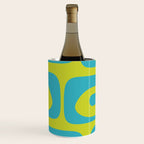 Mid Century Modern Piquet Abstract Pattern Bright Lime Green and Turquoise Wine Chiller Gallery Image 1