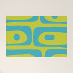 Mid Century Modern Piquet Abstract Pattern Bright Lime Green and Turquoise Welcome Mat Gallery Image 1