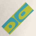 Mid Century Modern Piquet Abstract Pattern Bright Lime Green and Turquoise Yoga Mat Gallery Image 1