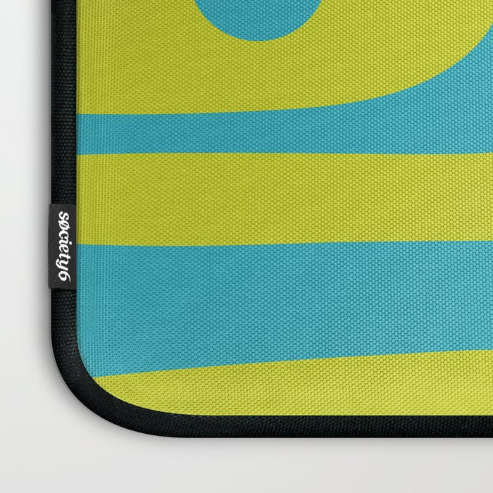 Mid Century Modern Piquet Abstract Pattern Bright Lime Green and Turquoise Laptop Sleeve Gallery Image 3