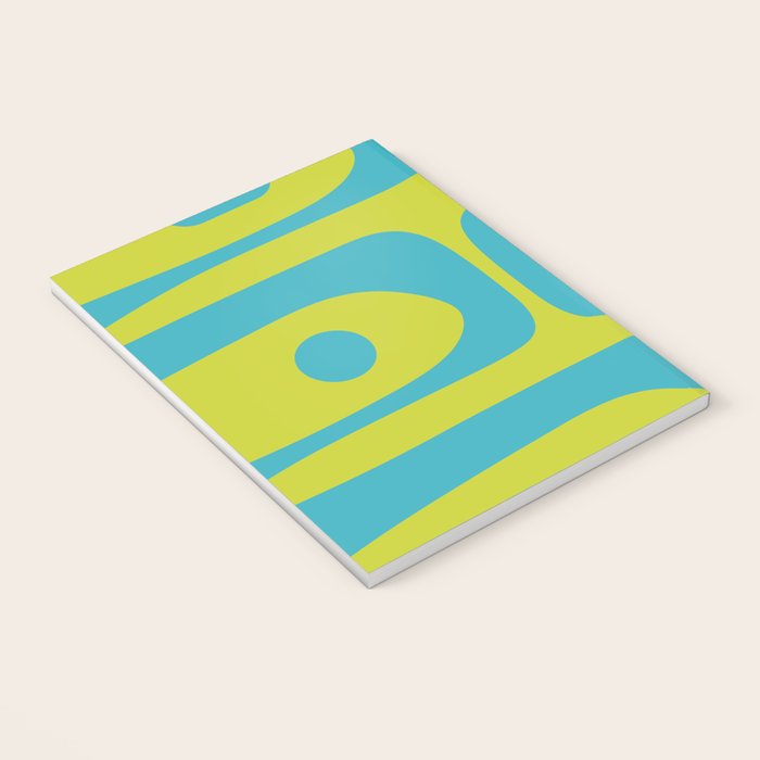 Mid Century Modern Piquet Abstract Pattern Bright Lime Green and Turquoise Notebook Gallery Image 3