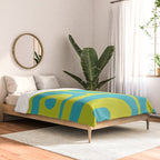 Mid Century Modern Piquet Abstract Pattern Bright Lime Green and Turquoise Comforter Gallery Image 2
