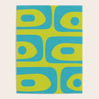 Mid Century Modern Piquet Abstract Pattern Bright Lime Green and Turquoise Poster Gallery Image 4