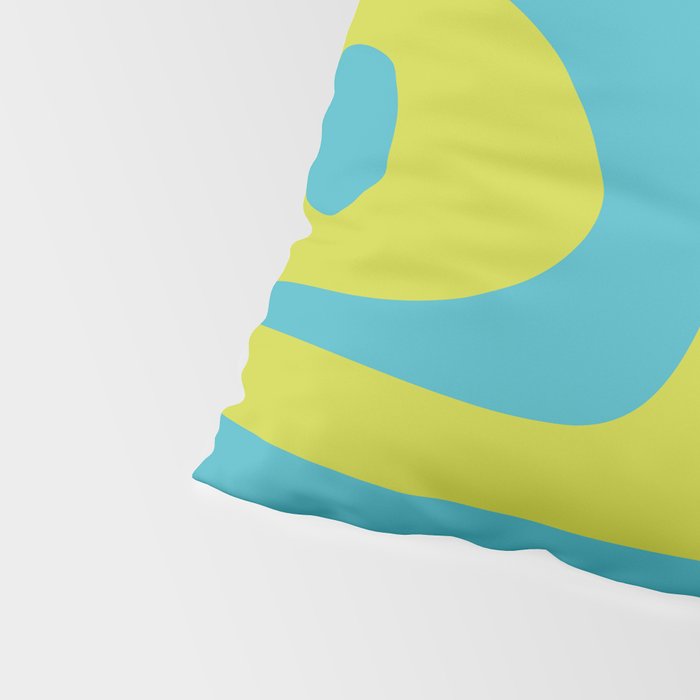 Mid Century Modern Piquet Abstract Pattern Bright Lime Green and Turquoise Pillow Sham Gallery Image 4