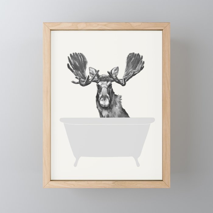 Vintage Moose in Bathtub Mini Art Print Gallery Image 1