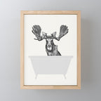 Vintage Moose in Bathtub Mini Art Print Gallery Image 1