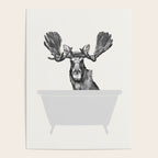 Vintage Moose in Bathtub Poster Gallery Image 4