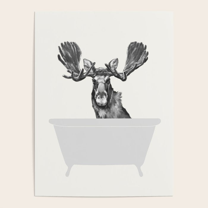 Vintage Moose in Bathtub Poster Gallery Image 4