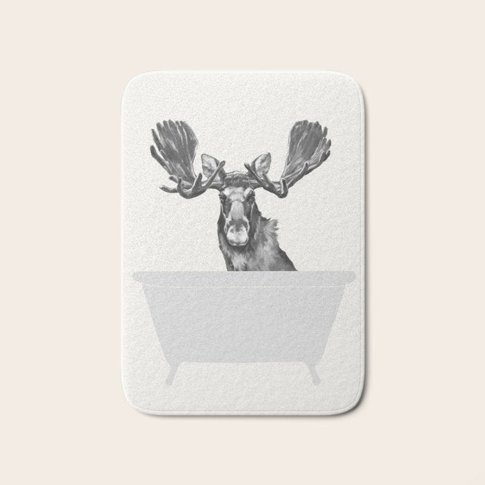 Vintage Moose in Bathtub Bath Mat Gallery Image 1