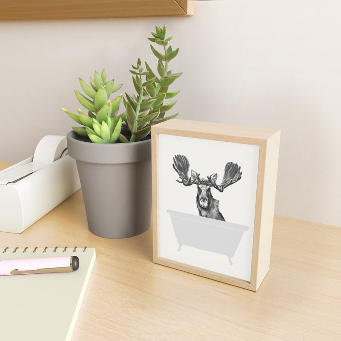 Vintage Moose in Bathtub Mini Art Print Gallery Image 2
