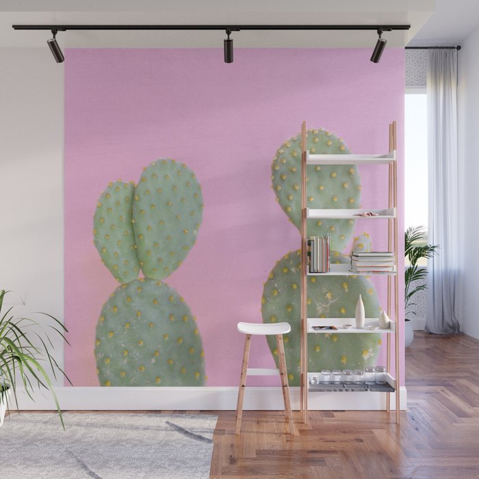 Pink Cacti Wall Mural Gallery Image 1