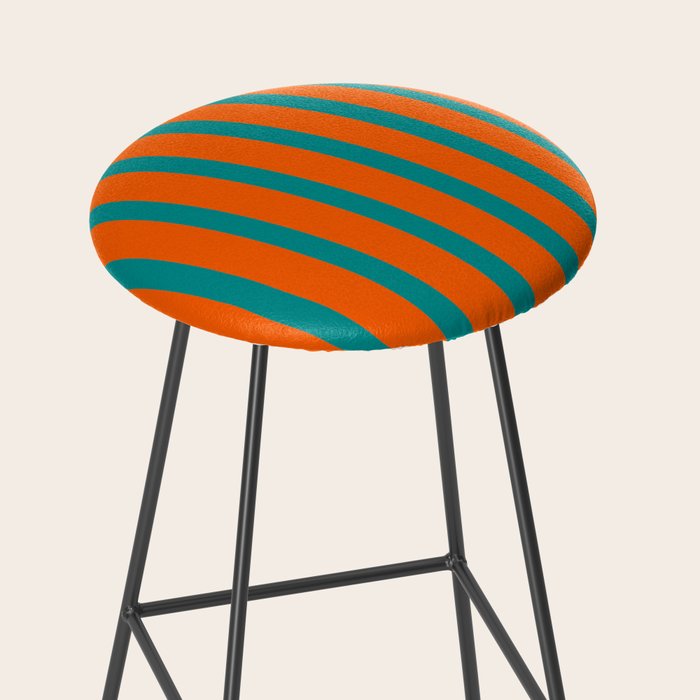 Bold Vertical Stripe Pattern  Modern Teal and Orange Stool Gallery Image 2