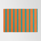 Bold Vertical Stripe Pattern  Modern Teal and Orange Rug Gallery Image 2