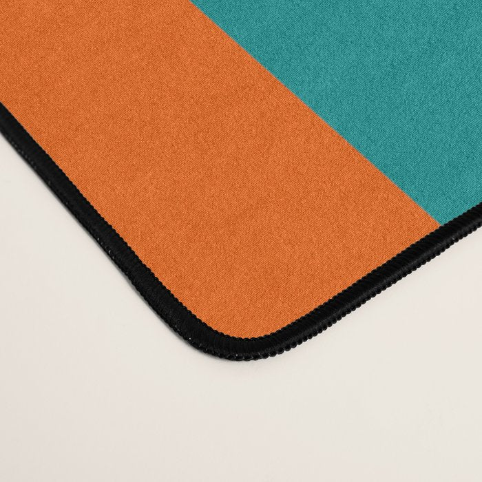 Bold Vertical Stripe Pattern  Modern Teal and Orange Desk Mat Gallery Image 4
