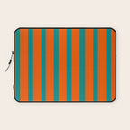Bold Vertical Stripe Pattern  Modern Teal and Orange Laptop Sleeve Gallery Image 1