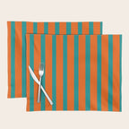 Bold Vertical Stripe Pattern  Modern Teal and Orange Placemat Gallery Image 1