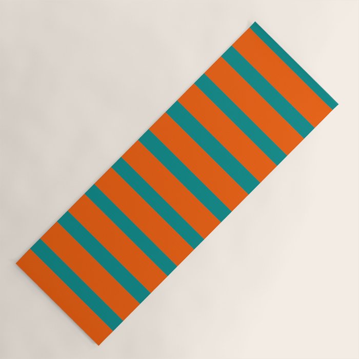 Bold Vertical Stripe Pattern  Modern Teal and Orange Yoga Mat Gallery Image 1