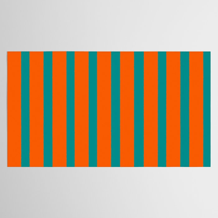Bold Vertical Stripe Pattern  Modern Teal and Orange Tablecloth Gallery Image 2