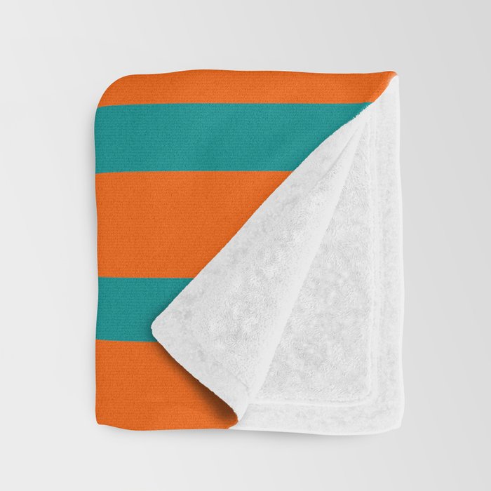 Bold Vertical Stripe Pattern  Modern Teal and Orange Throw Blanket Gallery Image 3