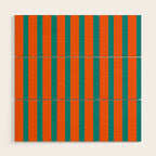 Bold Vertical Stripe Pattern  Modern Teal and Orange Wood Wall Art Gallery Image 1