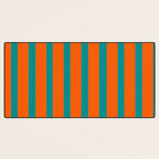Bold Vertical Stripe Pattern  Modern Teal and Orange Desk Mat Gallery Image 3