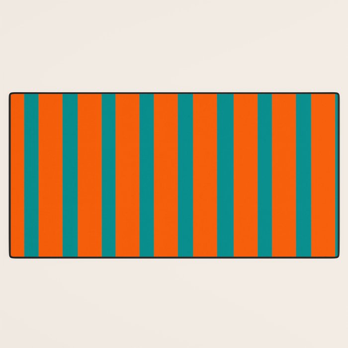 Bold Vertical Stripe Pattern  Modern Teal and Orange Desk Mat Gallery Image 3