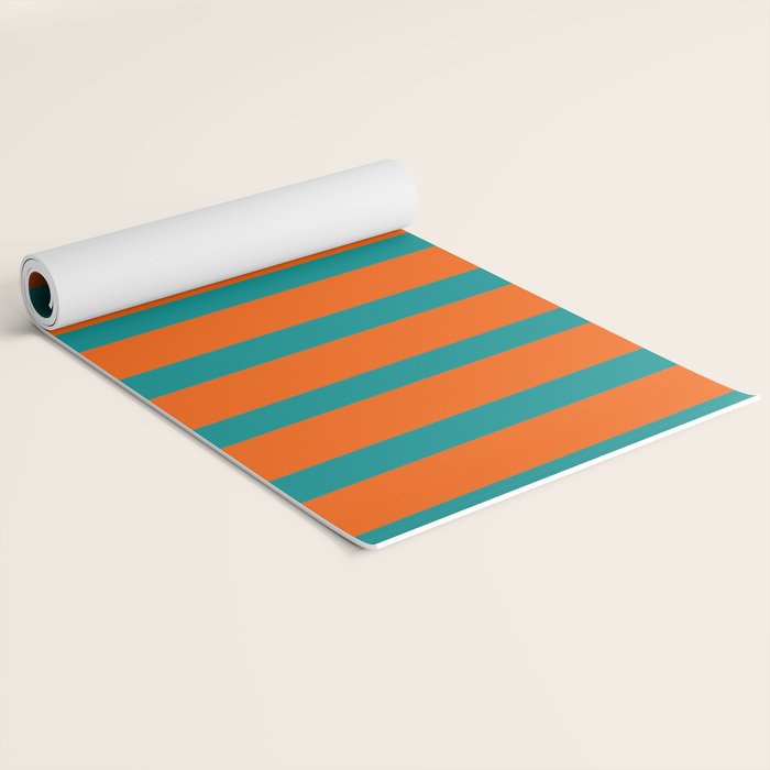 Bold Vertical Stripe Pattern  Modern Teal and Orange Yoga Mat Gallery Image 2