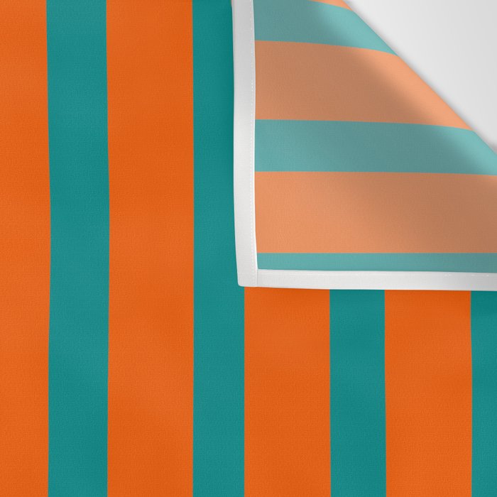 Bold Vertical Stripe Pattern  Modern Teal and Orange Wall Tapestry Gallery Image 3