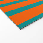 Bold Vertical Stripe Pattern  Modern Teal and Orange Welcome Mat Gallery Image 2