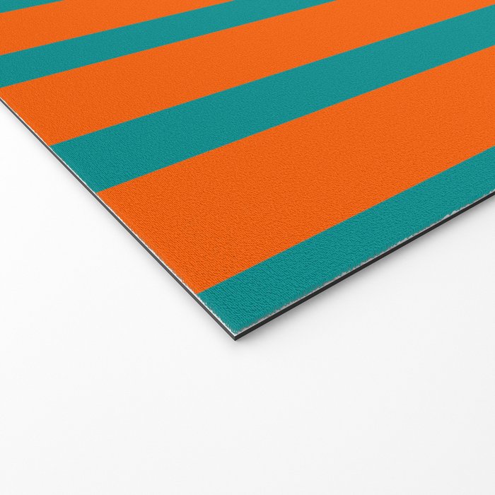 Bold Vertical Stripe Pattern  Modern Teal and Orange Welcome Mat Gallery Image 2