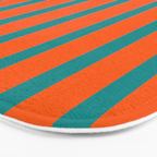 Bold Vertical Stripe Pattern  Modern Teal and Orange Bath Mat Gallery Image 3
