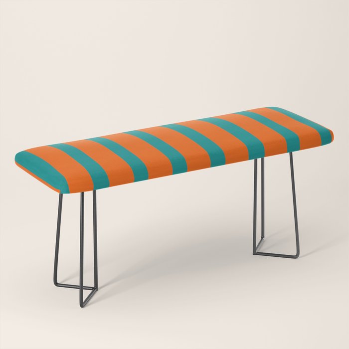Bold Vertical Stripe Pattern  Modern Teal and Orange Bench Gallery Image 1