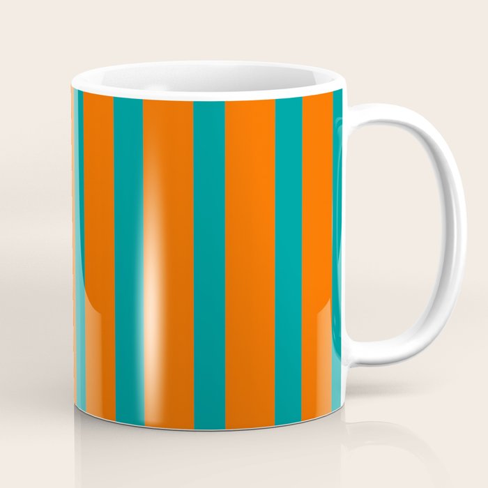 Bold Vertical Stripe Pattern  Modern Teal and Orange Coffee Mug Gallery Image 1