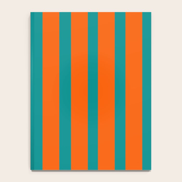 Bold Vertical Stripe Pattern  Modern Teal and Orange Notebook Gallery Image 4
