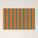 Bold Vertical Stripe Pattern  Modern Teal and Orange Welcome Mat Gallery Image 1