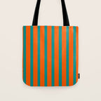 Bold Vertical Stripe Pattern  Modern Teal and Orange Tote Bag Gallery Image 1