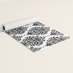 Black and White Damask Yoga Mat Gallery Image 2