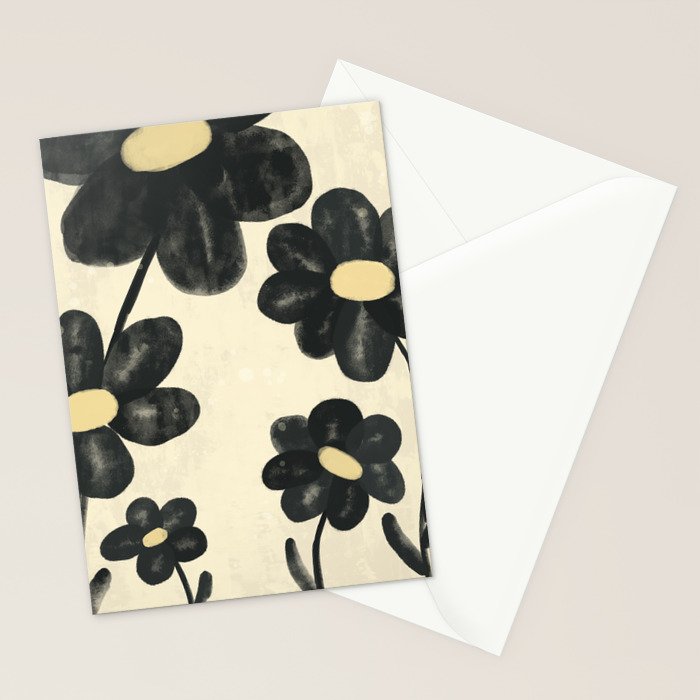 Minimalist Black Flowers Stationery Card Gallery Image 2