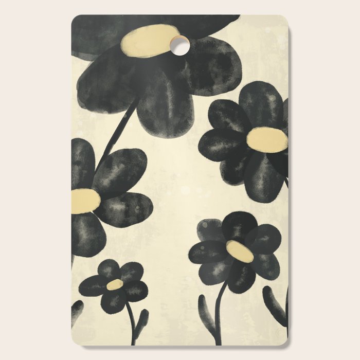Minimalist Black Flowers Cutting Board Gallery Image 1