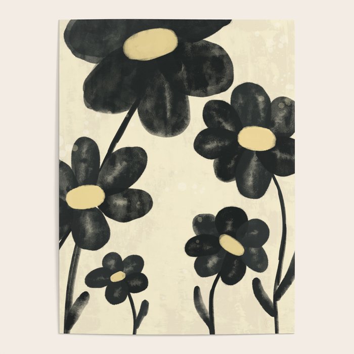 Minimalist Black Flowers Poster Gallery Image 1