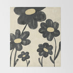 Minimalist Black Flowers Throw Blanket Gallery Image 2