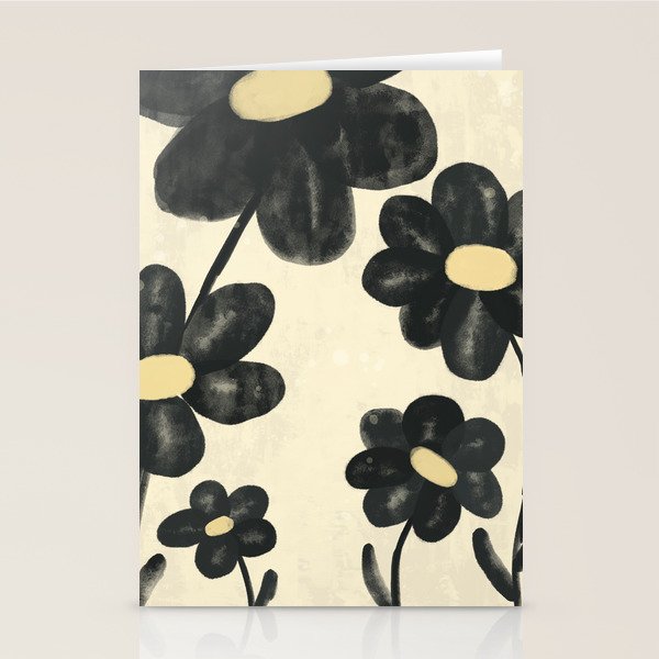 Minimalist Black Flowers Stationery Card Gallery Image 2